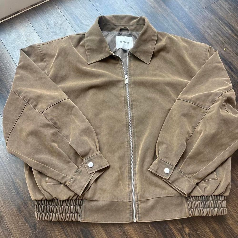 TOPSHOP Men's Bomber Jacket Brown Size Medium